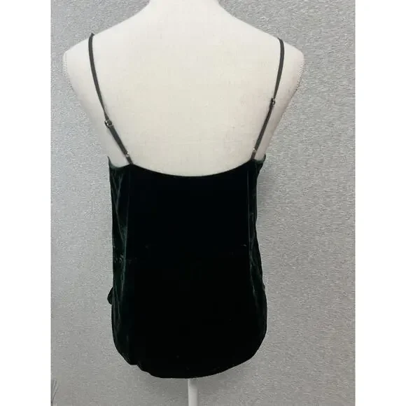 Cami NYC Velvet Camisole Womens Small Dark Green Lace Trim Adjustable Straps Top - Picture 3 of 6